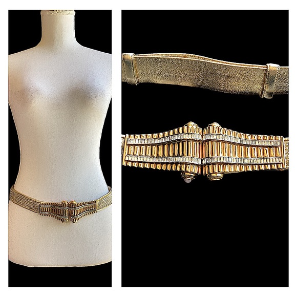 Vintage 1980’s Judith Leiber Gold Crystal Belt. (mc) - Picture 1 of 16